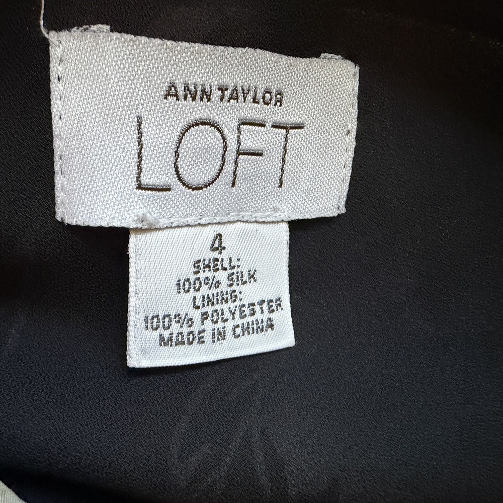 Vintage Ann Taylor LOFT Floral Silk Skirt Women 4 Black Blue Peonies Y2K Lined - Picture 3 of 7